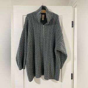 Cable knit oversized wool blend sweater